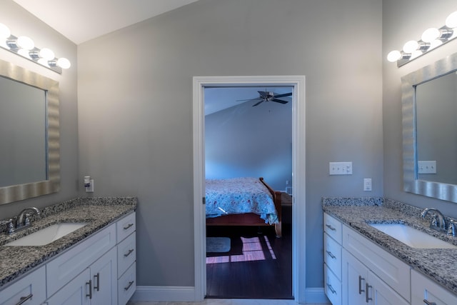 bathroom featuring vanity and ceiling fan