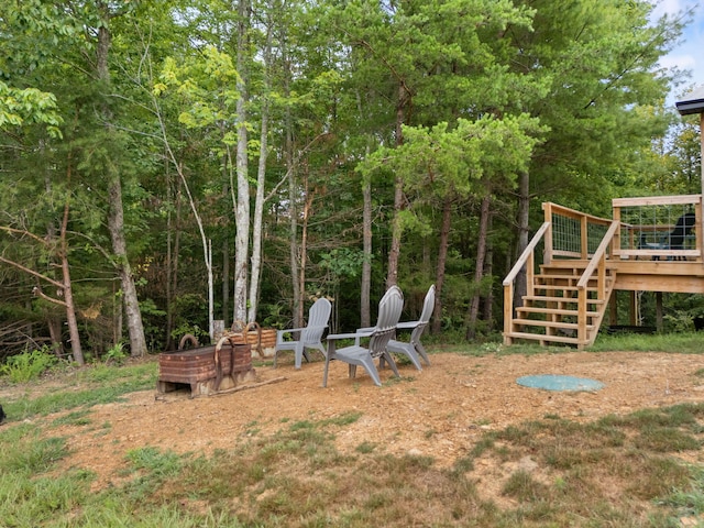 view of yard with a deck