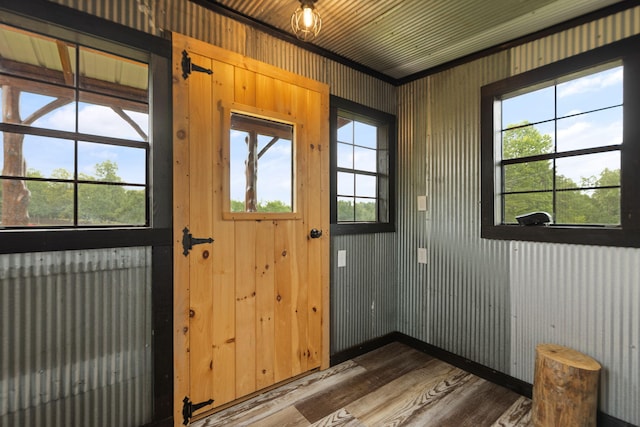 doorway featuring hardwood / wood-style floors