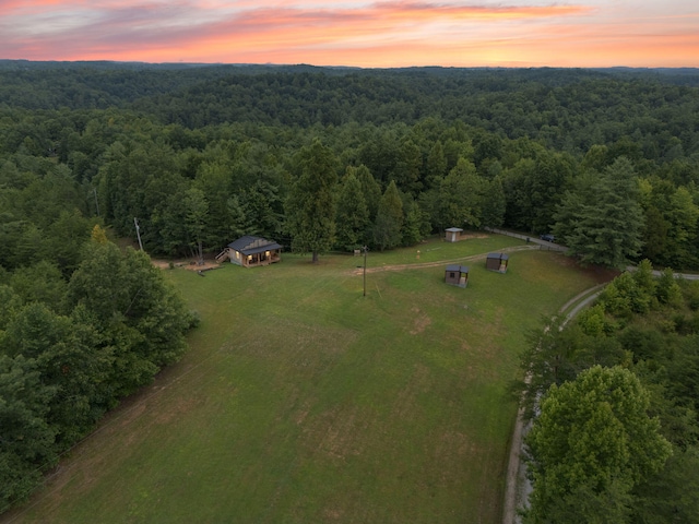 aerial view at dusk with a rural view