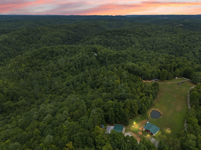 view of aerial view at dusk