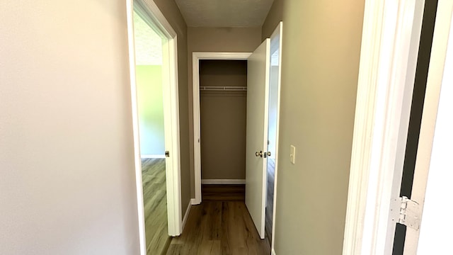 corridor featuring dark hardwood / wood-style floors