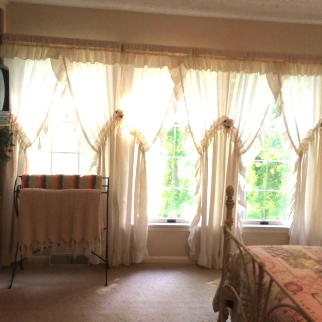 bedroom featuring multiple windows and carpet