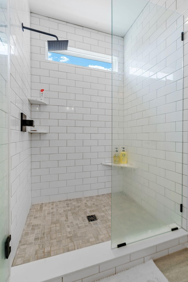 bathroom featuring a stall shower