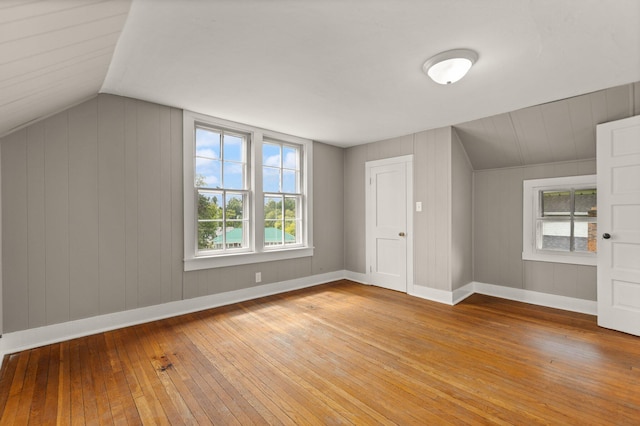 bonus room featuring lofted ceiling and wood-type flooring