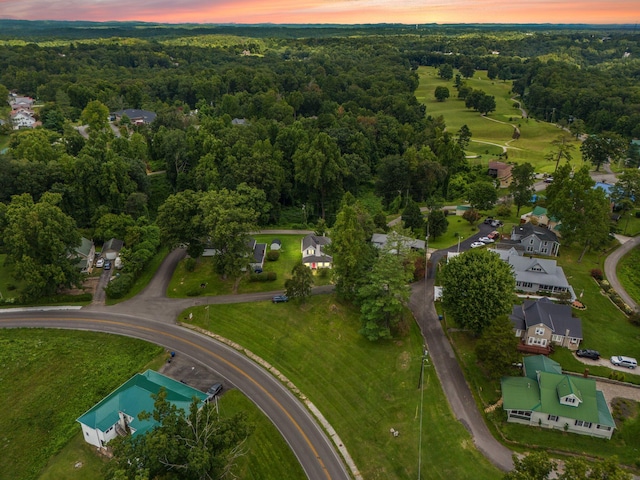 view of aerial view at dusk