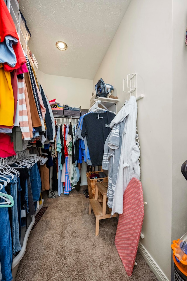 spacious closet featuring carpet floors