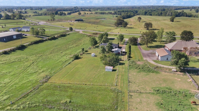 birds eye view of property with a rural view