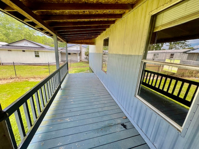 deck featuring a yard