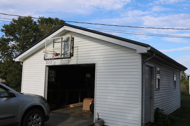 exterior space with a garage