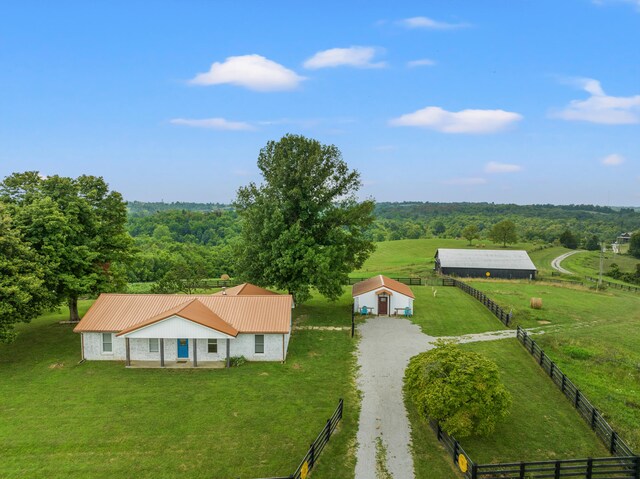 bird's eye view with a rural view