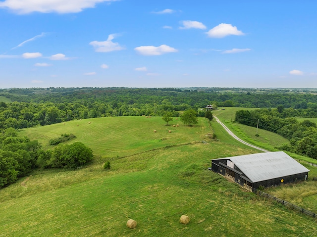 bird's eye view with a rural view