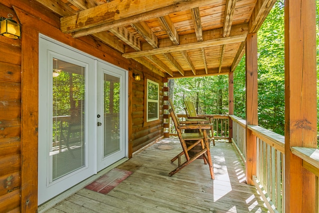 deck featuring french doors