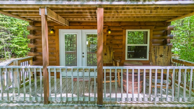 doorway to property featuring french doors