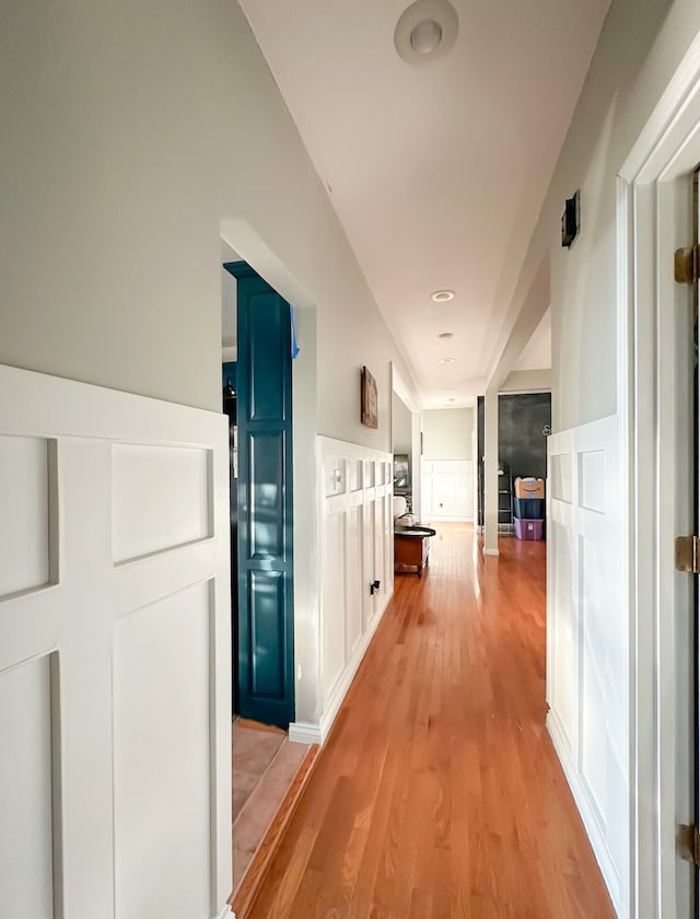 hallway featuring light wood-type flooring