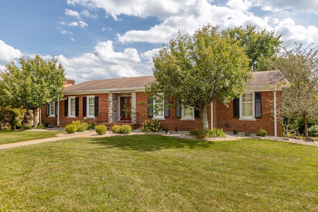 ranch-style house featuring a front yard