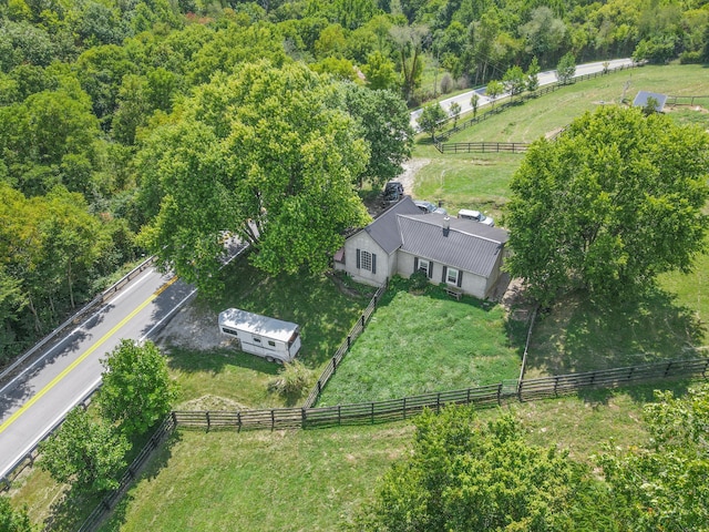 aerial view featuring a rural view