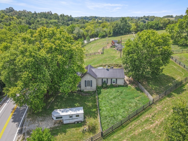 aerial view featuring a rural view