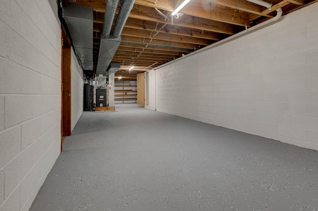 basement with water heater