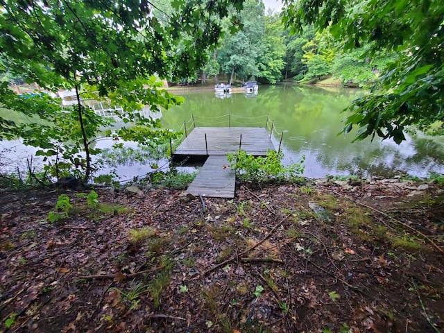 view of dock featuring a water view