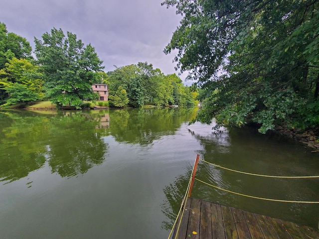 dock area featuring a water view