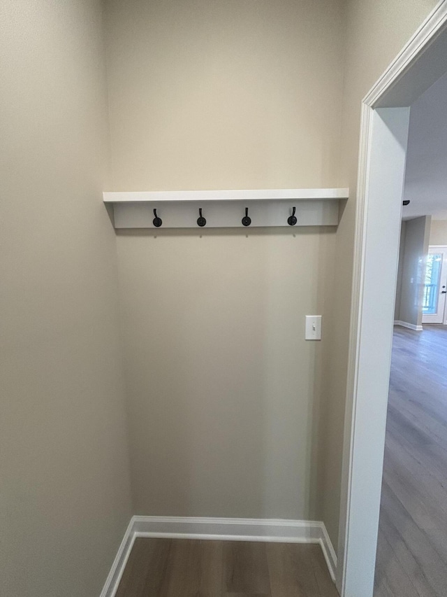 mudroom featuring hardwood / wood-style floors