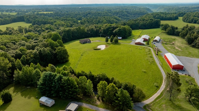 aerial view featuring a rural view