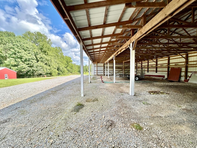 exterior space with an outbuilding