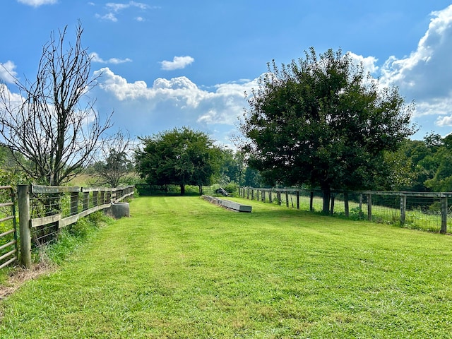 view of yard with a rural view