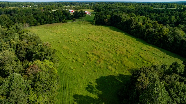 birds eye view of property featuring a rural view