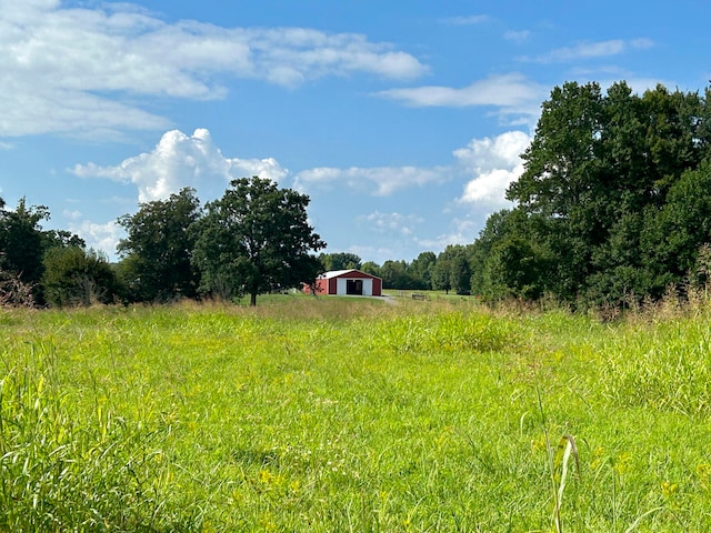 view of yard with an outbuilding and a rural view