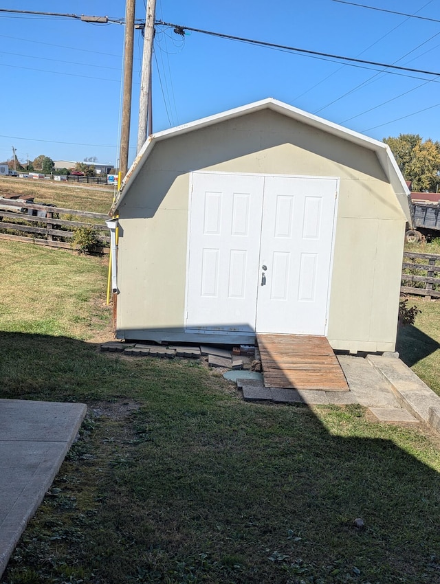 garage with a yard