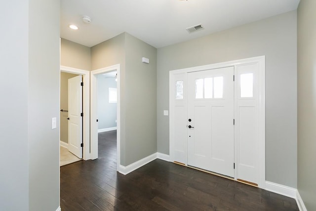 entrance foyer with dark hardwood / wood-style flooring