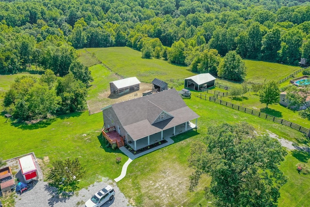 bird's eye view with a rural view