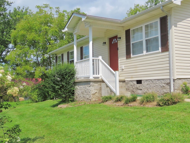 exterior space with a front lawn