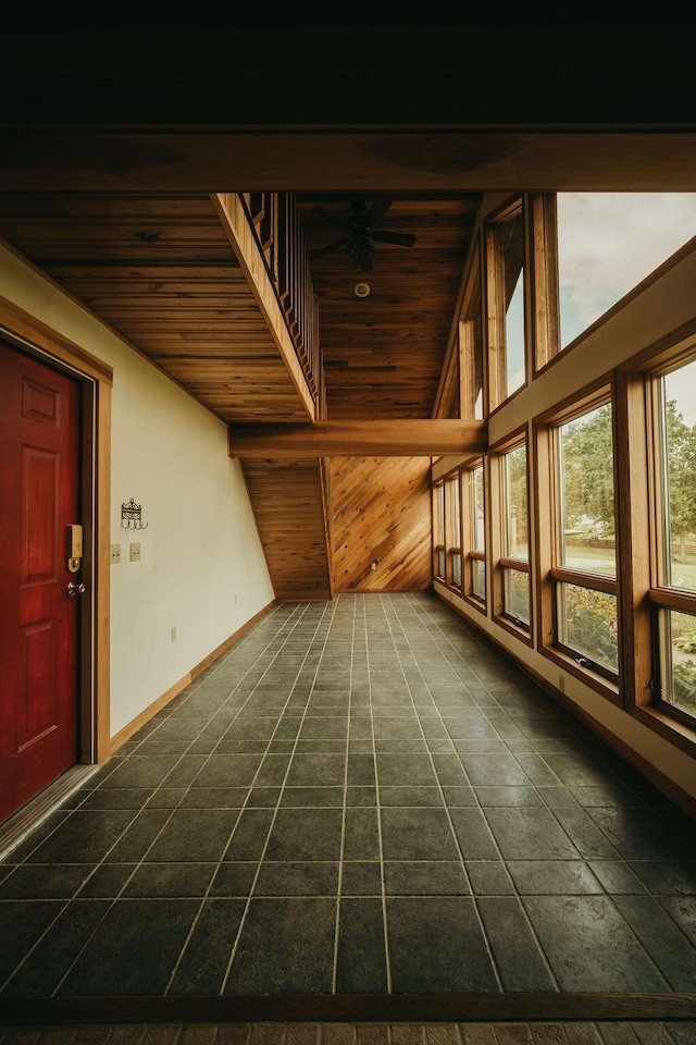 8594 Morehead Rd, Flemingsburg, KY 41041 - unfurnished sunroom with lofted ceiling and wood ceiling