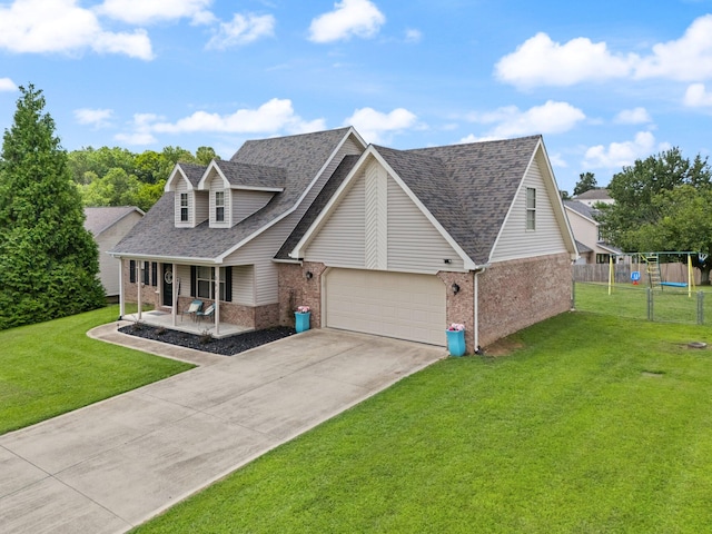 view of front of home featuring a front lawn and a porch