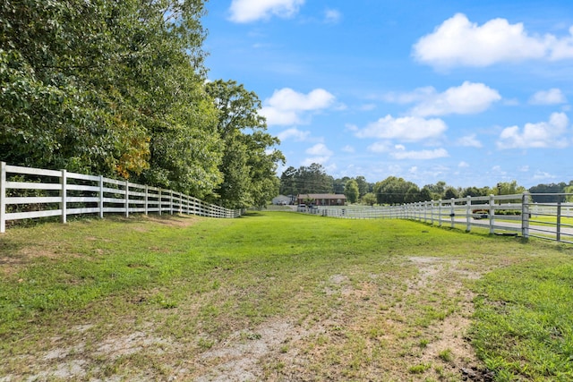 view of yard with a rural view