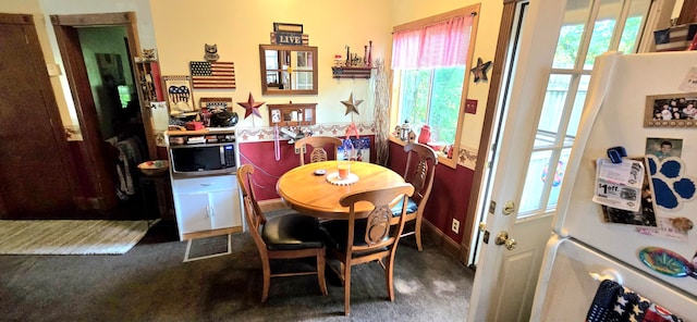 view of carpeted dining room