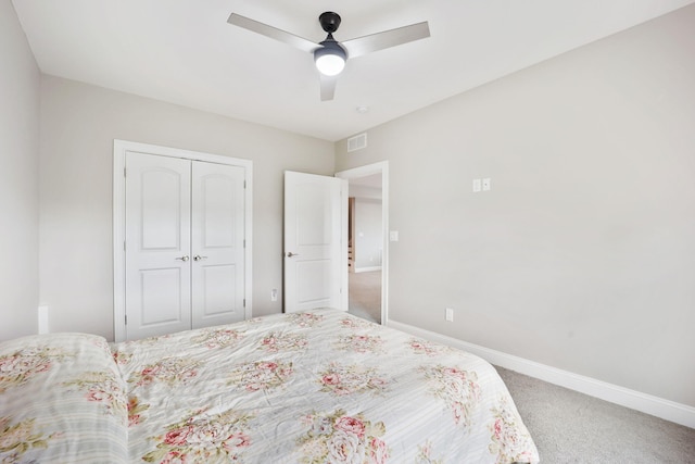 1830 Hunter Dr, Lancaster, KY 40444 - unfurnished bedroom featuring carpet, a closet, baseboards, and ceiling fan