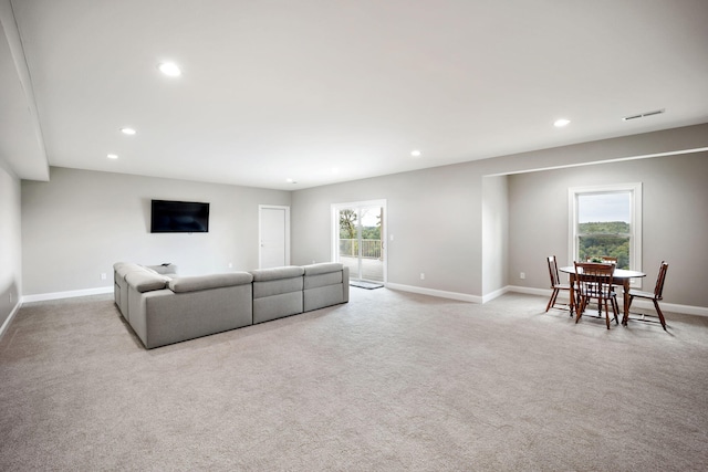 1830 Hunter Dr, Lancaster, KY 40444 - living room featuring baseboards, recessed lighting, and carpet flooring