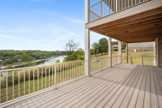 1830 Hunter Dr, Lancaster, KY 40444 - wooden deck featuring a water view and a yard