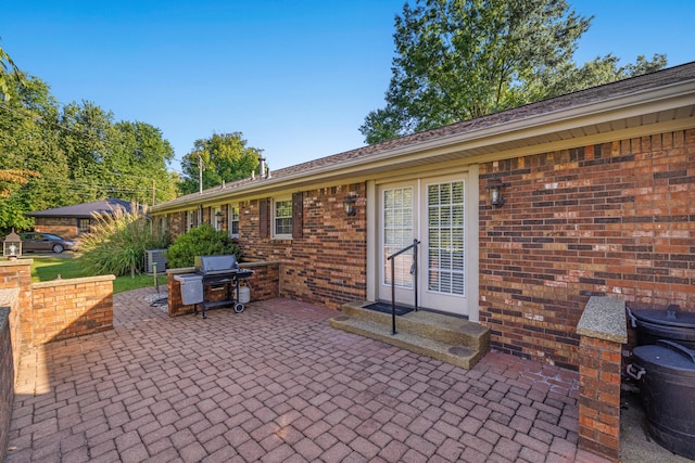 view of patio / terrace featuring french doors