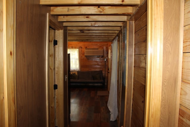 corridor featuring dark wood-type flooring