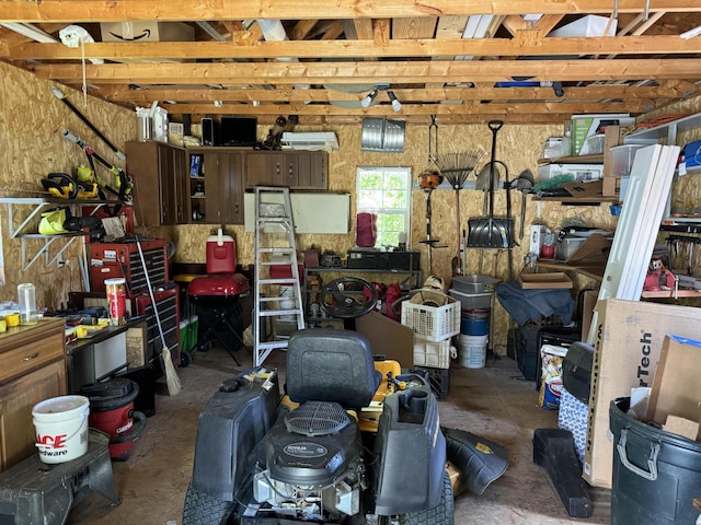 interior space with a workshop area