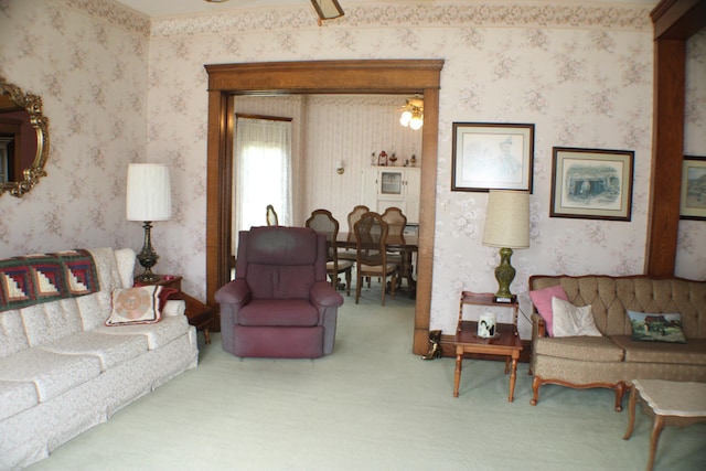 living room with carpet