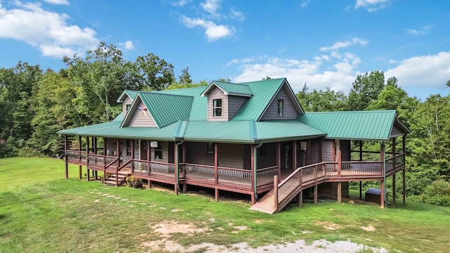 exterior space with a lawn and a deck