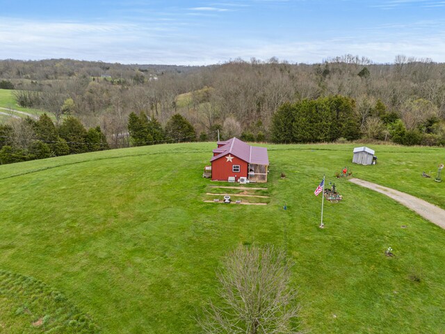 drone / aerial view with a rural view