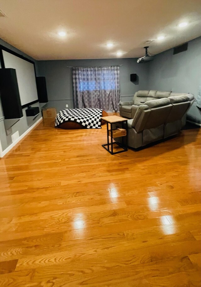 unfurnished living room with light wood-type flooring