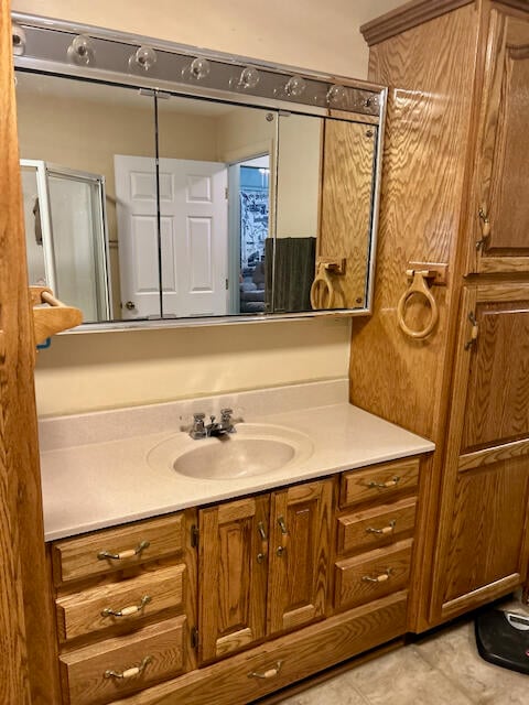 bathroom featuring vanity and tile patterned floors